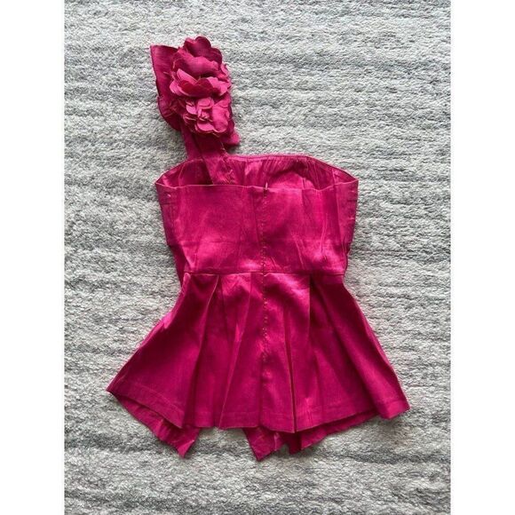 Betsey Johnson Inspired Retro Vintage Fun Rebel Glam Chic Pink One Shoulder Top - Picture 7 of 12